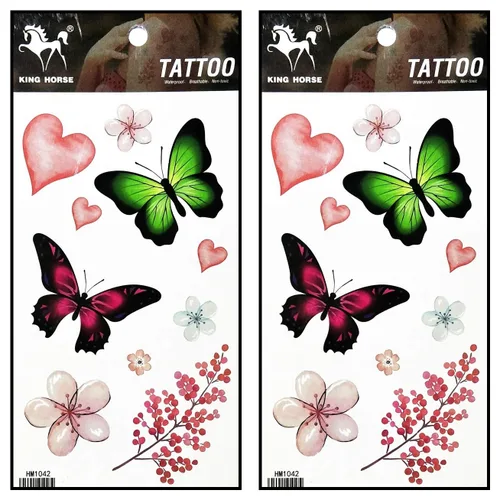 Vista 12 de Tatuajes 2 hojas de mariposas mosca de mariposa tatuajes temporales pegatinas falsas cuerpo brazo pecho hombro tatuajes para adolescentes, hombres