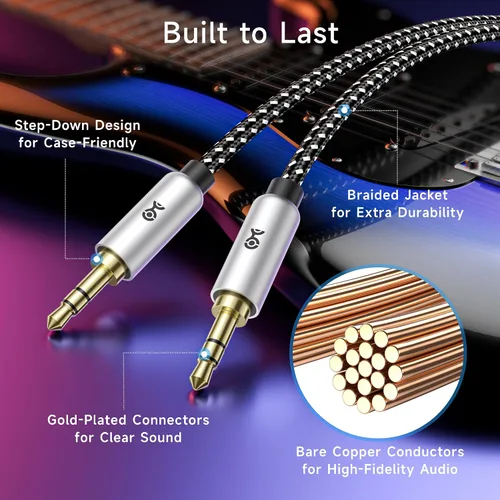 Vista 4 de Cable Matters Paquete de 2 cables de audio de 0.1 in, cable auxiliar, 3 pies