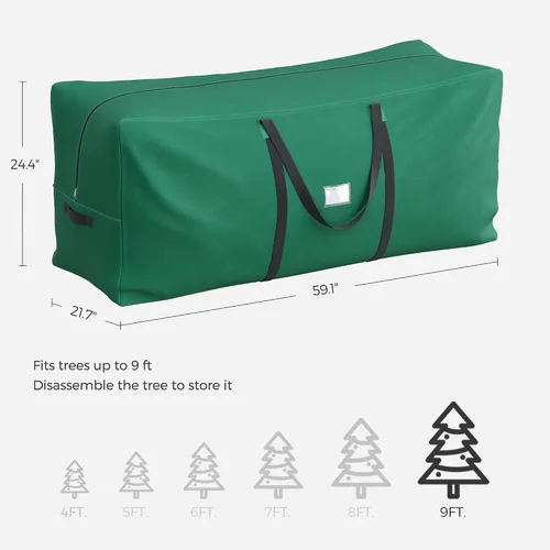 Vista 5 de SONGMICS Bolsa de almacenamiento para árbol de Navidad, hasta 9 pies, tela Oxford 600D resistente al desgaste, contenedor de almacenamiento