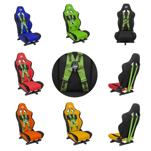 Vista 7 de OpenWheeler Racing and Flight Simulation Cockpit Four Point Harness. Virtual Reality add-on. Green