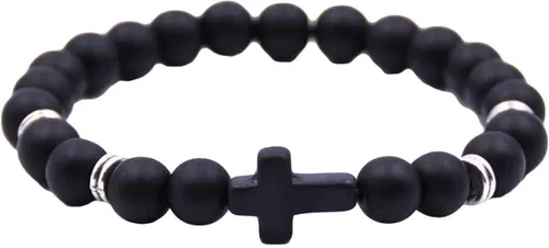 Vista 5 de Rubyyouhe8 Pulsera unisex de 6 colores con colgante de cruz y cuerda elástica para hombre y mujer