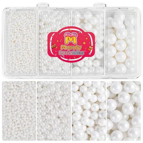 Vista 25 de Perlas comestibles para la decoración de pasteles, chispas de perlas negras Oro blanco plata negro