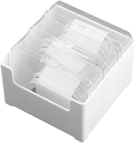 Vista 2 de Caja de almacenamiento organizadora de cables con 3 contenedores pequeños, caja de gestión de cables de escritorio para cables de alimentación