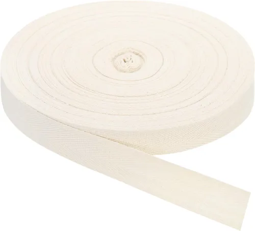 Vista 47 de uxcell Cinta de sarga, 1 cinta de tela de algodón de 11 yardas x 0.315 in, rollo de cinta de espiga para ropa, accesorios, bolsas (beige y blanco)