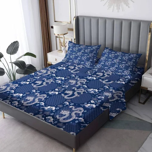 Vista 7 de Dragon Sheets - Juego de sábanas y fundas de almohada de tamaño individual, tamaño individual, sábanas y fundas de almohada estampadas, 3 piezas
