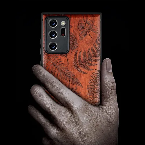 Vista 2 de Carveit Funda de madera para Galaxy Note20 Ultra [madera natural y TPU suave] Funda protectora de madera única y elegante compatible con Samsung