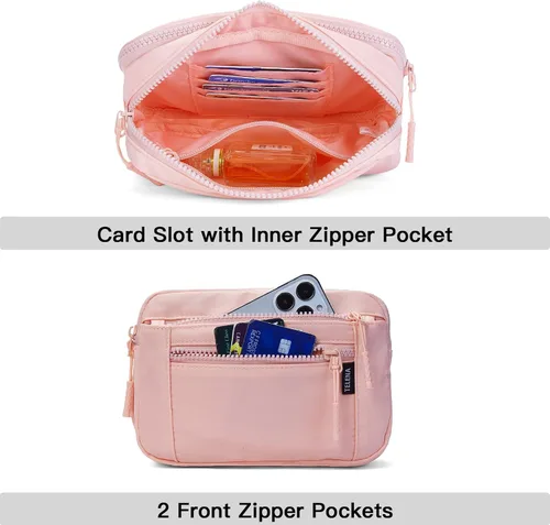 Vista 3 de Telena Riñoneras para mujeres y hombres, a la moda, con correas ajustables, 201-Rosa