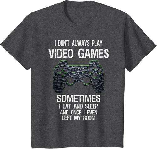 Vista 41 de Funny Gamer Video Games - Camiseta para niños y adolescentes, ajuste clásico, color negro, mezcla de algodón, Negro