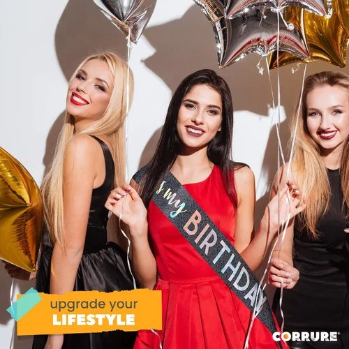 Vista 8 de CORRURE Banda con purpurina «It's My Birthday» con lámina multicolor – Banda de feliz cumpleaños con purpurina negra para mujeres – Suministros