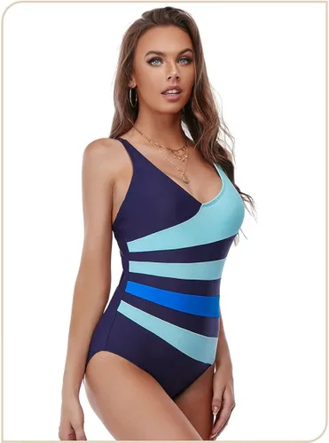 Vista 3 de CYee Traje de baño de una pieza para mujer, cuello en V, control de abdomen, traje de baño monokini