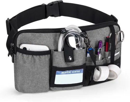 Vista 8 de Trunab Riñonera para enfermera, cinturón organizador de enfermería con correa de cintura ajustable, bolsa de cintura para suministros médicos