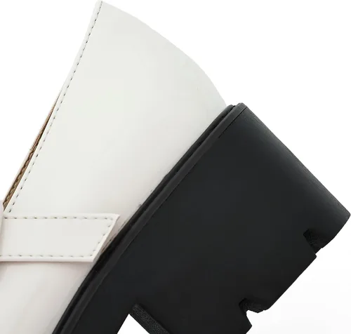 Vista 8 de Zapatos de vestir Oxford con puntera redonda y correa al tobillo para mujer, plataforma y tacón bajo
