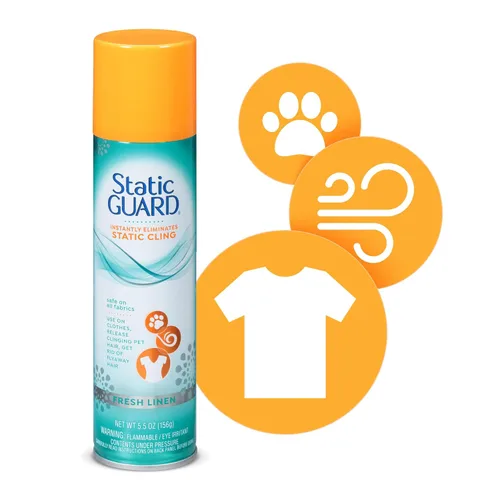 Vista 2 de Static Guard Spray de tela, aroma de lino fresco, lata de 5.5 onzas