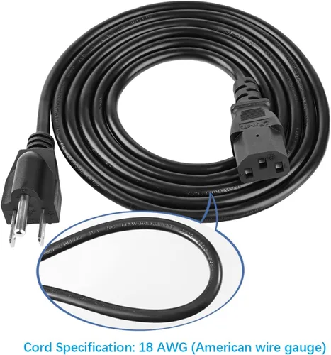 Vista 5 de Cable de alimentación de 10 pies compatible con Samsung LG Plasma Sanyo Philips Panasonic Insignia TV de 3 clavijas de repuesto para computadora
