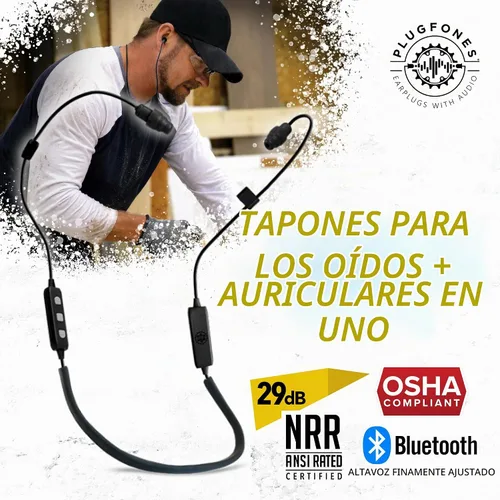 Vista 2 de Plugfones Liberate 2.0 Auriculares Bluetooth OSHA, color negro Negro /Gris