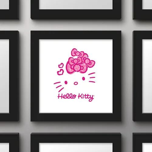 Vista 2 de Trends International Gallery Pops Sanrio Hello Kitty - Póster de pared con lazo rosa Jungle Paradise, 12.00 x 12.00 pulgadas, versión de marco negro