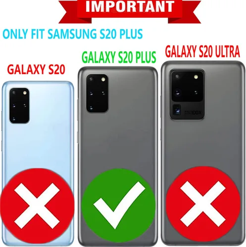 Vista 2 de STARSHOP Funda compatible con Samsung Galaxy S20 Plus, no S20 / S20 Ultra, con protector de vidrio templado incluido; anillo de metal con soporte