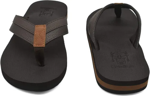 Vista 4 de KuaiLu - Sandalias de pata de gallo para hombre con soporte para el arco y plantilla de piel usada para tapetes de yoga