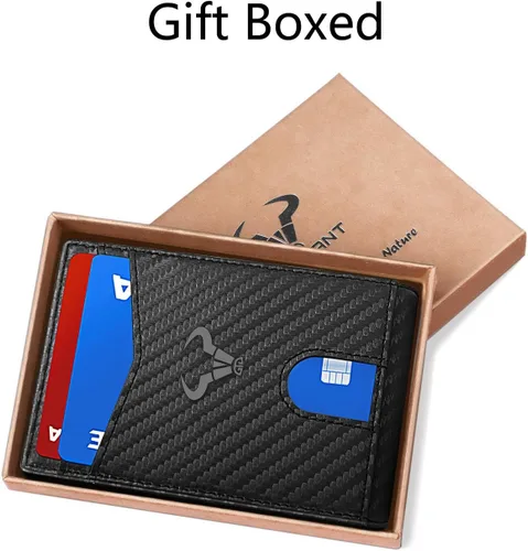 Vista 7 de Cartera Bulliant fina para hombre, cartera de piel para hombre con bolsillo delantero para tarjetas, 7 x 10 x 27 cm (3" x 4.3"), 11 tarjetas+clip