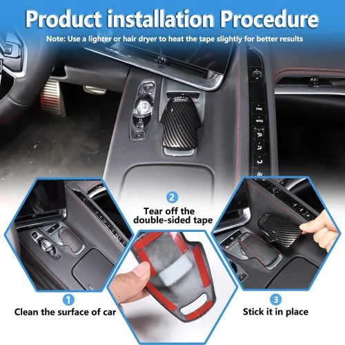Vista 5 de Cubierta de protección de la cabeza de la perilla de la palanca de cambios, ABS, 1 unidad compatible con Corvette C8 Stingray 2020 2021 2022 2023