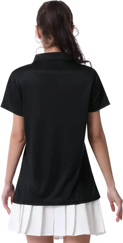 Vista 5 de Camiseta polo para mujer, camiseta de golf Dry Fit que absorbe la humedad, manga corta, deportiva, ropa deportiva, cuello con botones, entrenamiento