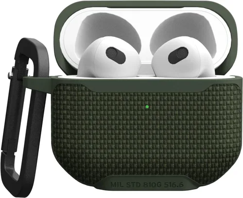 Vista 3 de UAG - Funda diseñada para AirPods (3ª generación 2021) Metropolis Ballistic ARMR Olive Drab, funda protectora resistente compatible con carga