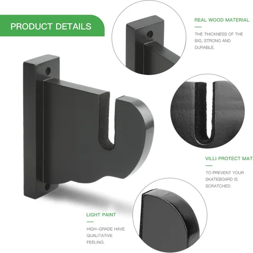 Vista 6 de BiJun Soporte de pared para patineta, exhibición de montaje en pared para snowboard, estante horizontal de acrílico, colgador de almacenamiento