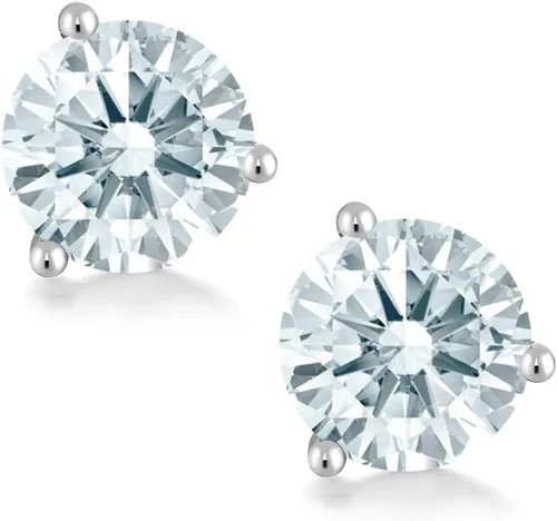 Vista 24 de Gem Stone King Aretes de oro de 14 quilates, 0.236 in, piedra natal redonda, Martini, 3 puntas, aretes de oro para mujer
