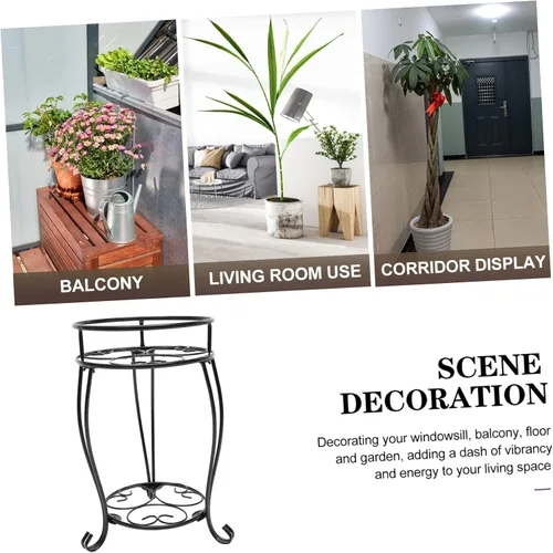 Vista 9 de Soporte de hierro resistente para plantas, elegante soporte para macetas para decoración de oficina en casa
