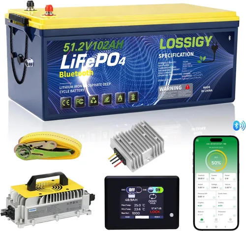 Vista 9 de LOSSIGY Batería de litio para carrito de golf de 48 V con cargador y monitor de litio de 18 A, kit de conversión de batería de 48 voltios, Bluetooth