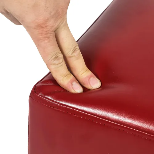 Vista 5 de Asense Reposapiés otomano moderno pequeño rectangular de piel sintética para sala de estar dormitorio
