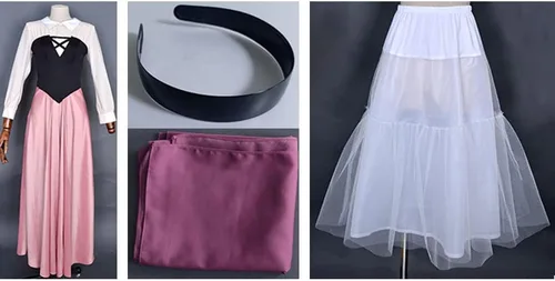 Vista 6 de Cosplay.fm Disfraz de princesa vintage para mujer, vestido campesino con chal enagua