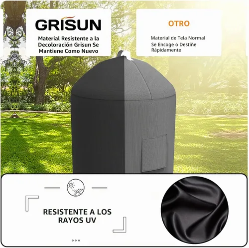 Vista 6 de GRISUN Cubierta de parrilla negra 600D para parrillas Weber de carbón de 22