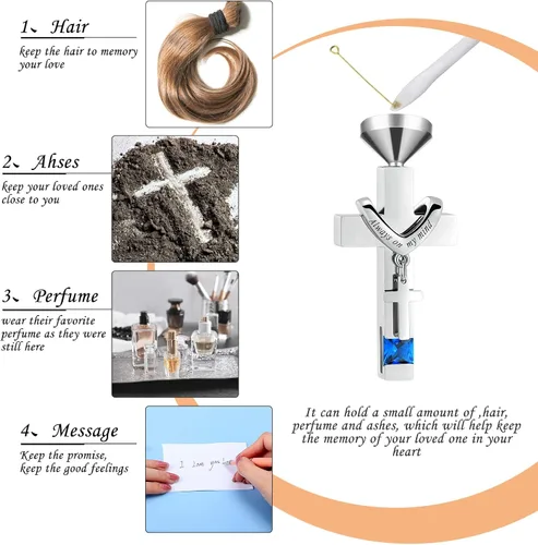 Vista 3 de Fumete 6 piezas de collar de cenizas, joyería de urna para cenizas humanas, colgante conmemorativo - para hombres y mujeres