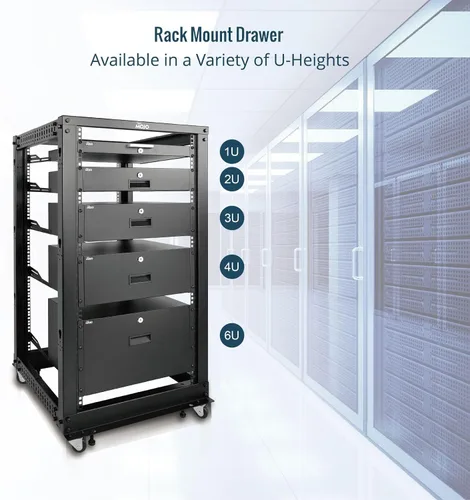 Vista 6 de Tecmojo Cajón de rack de 1U, cajón de montaje en rack para equipo de red de 19 pulgadas, rack de servidor/AV o gabinete de gabinete, cajón