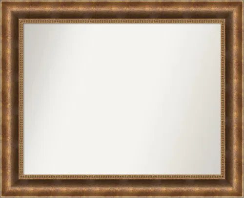 Vista 739 de Amanti Art Espejo de pared personalizado no biselado (25 x 25 pulgadas), marco de bronce acentuado, varios tamaños personalizados, espejo de baño