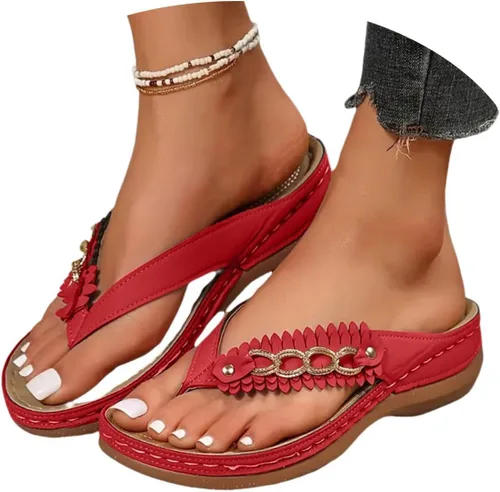 Vista 8 de Sandalias ortopédicas para mujer con soporte de arco, sandalias informales para playa, verano, caminar, viajes, cómodas sandalias planas para mujer