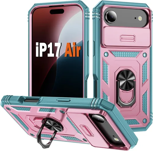 Vista 15 de PASNEW Funda militar para iPhone 13 Pro Max, cubierta de cámara deslizante y soporte de anillo de metal de 360°, carcasa rígida multicapa resistente