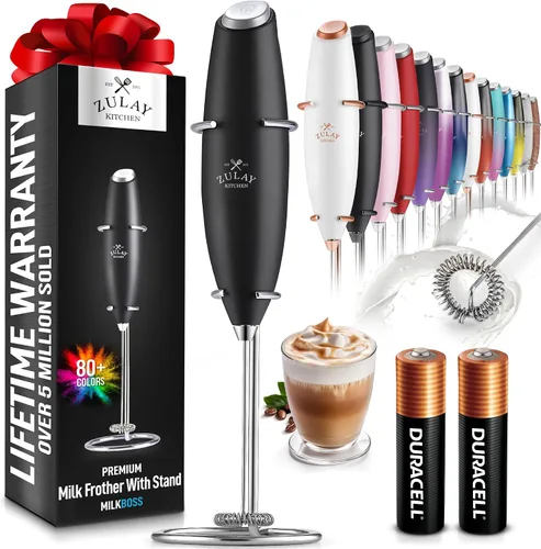 Vista 456 de Zulay Milk Boss Espumador de leche potente manual, hace espuma para latte, batidor para mezclar bebidas, café, miniespumador para capuchino, frappé
