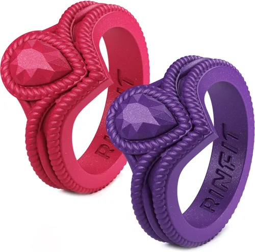 Vista 10 de Rinfit - Anillos de silicona para mujer - Anillo de compromiso en forma de pera de silicona - Alianzas de boda de goma para mujer - Diseño patentado