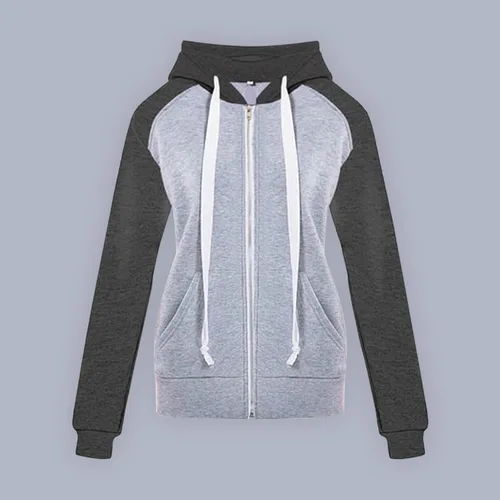 Vista 3 de Sudadera básica ligera con cremallera para mujer, de manga larga, delgada, con capucha, cordón abierto, talla grande