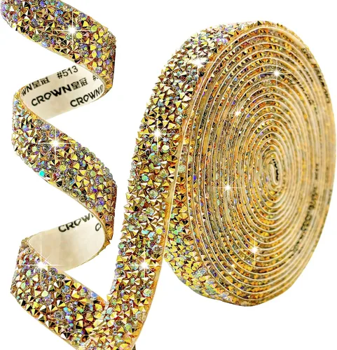 Vista 17 de Cinta autoadhesiva de resina negra con diamantes de imitación, 4 yardas, cinta de cristal brillante aplicable a bodas, cumpleaños, Navidad, fiestas