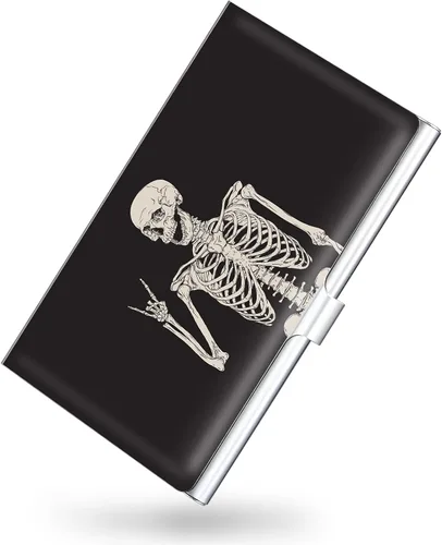 Vista 10 de Paquete de 2 soportes para tarjetas de visita, estuche para tarjetas de visita de color para hombres y mujeres, organizador ultradelgado de metal