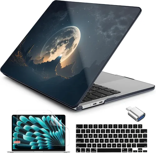 Vista 19 de Batianda AstroGrid - Funda para MacBook Air de 13.6" M2-M5 Chip, Galaxy Líneas abstractas