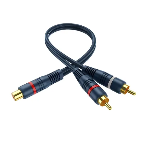 Vista 8 de Divisor RCA 1 hembra a 2 macho, paquete de 2 unidades, RCA Y Splitter Audio Cable Split Adaptador Azul Oscuro - 8 pulgadas