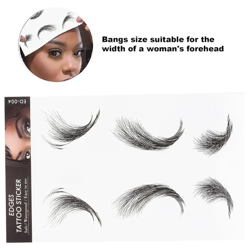 Vista 4 de FILFEEL Pegatinas para bordes de cabello, tatuajes temporales de moda, bordes para cabello, bricolaje de larga duración, calcomanía de línea capilar