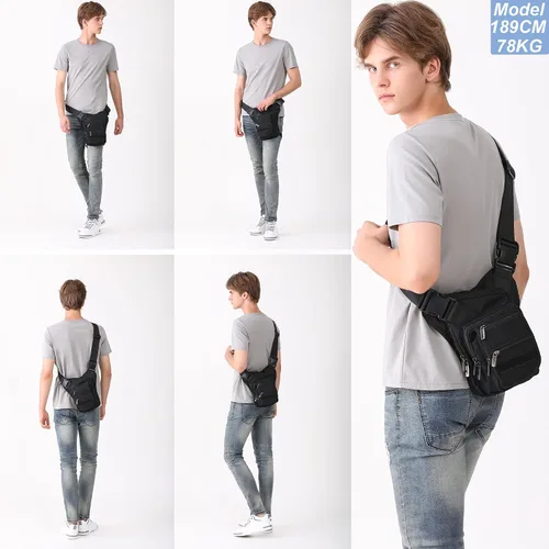 Vista 7 de NICGID Riñonera para la pierna, bolsa de muslo, bolsa de pierna caída, bolsas de cintura de senderismo para hombres y mujeres, bolsa de viaje al