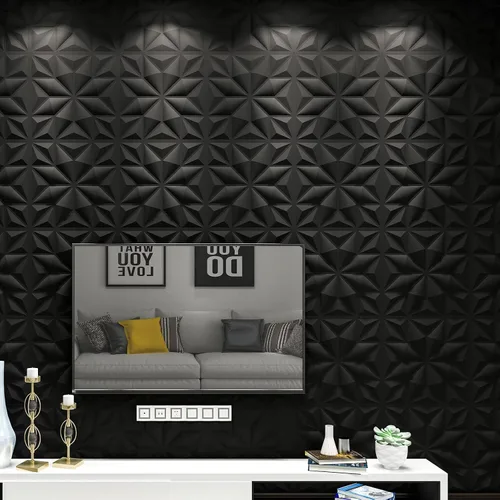 Vista 3 de Art3d Textures - Paneles de pared 3D para decoración de pared interior, paneles de pared decorativos de PVC de diamante negro, paquete de 12