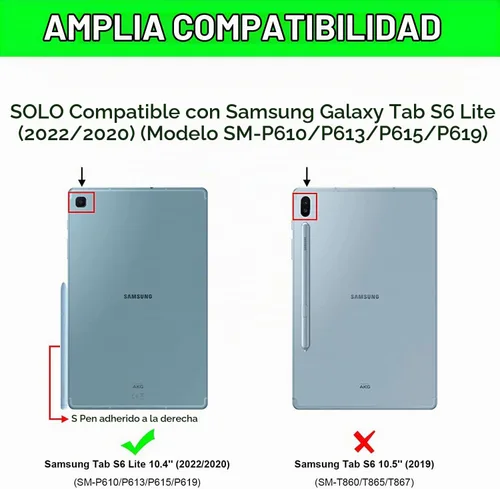 Vista 2 de Funda para teclado para Samsung Galaxy Tab S6 Lite de 10.4 pulgadas 2024 2022/2020 SM-P610/P613/P615/P619, funda para teclado Bluetooth inalámbrico