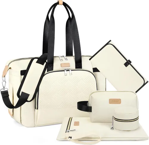Vista 15 de ITIEZY Bolsa de pañales tipo tote para bebé - Bolsa grande para mamá con cambiador portátil, estuche para chupete, bolsas de hospital, bolsa